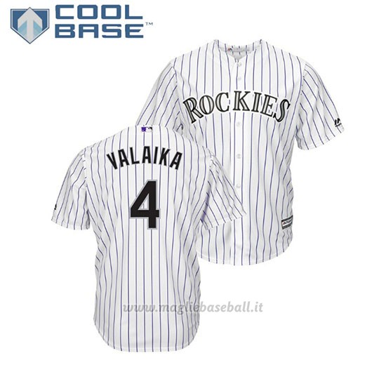 Maglia Baseball Uomo Rockies Pat Valaika Cool Base Majestic 1ªBianco